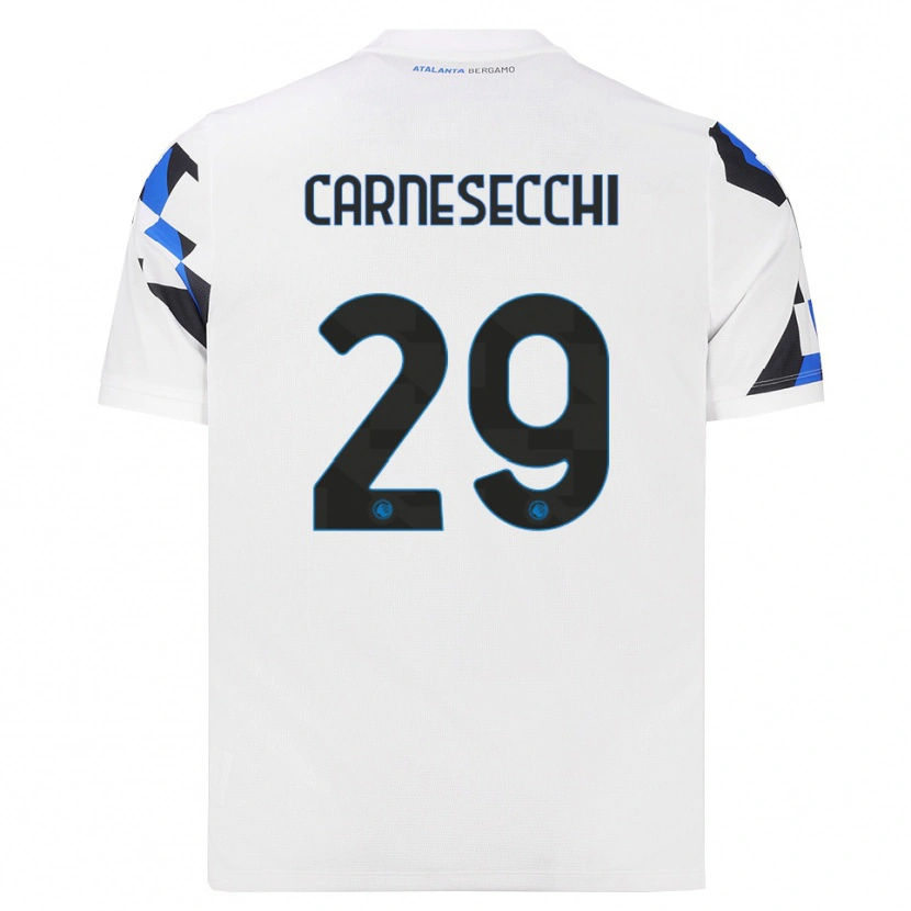 Danxen Donna Maglia Marco Carnesecchi #29 Bianco Rosso Blu Kit Gara Away 2026/27 Maglietta