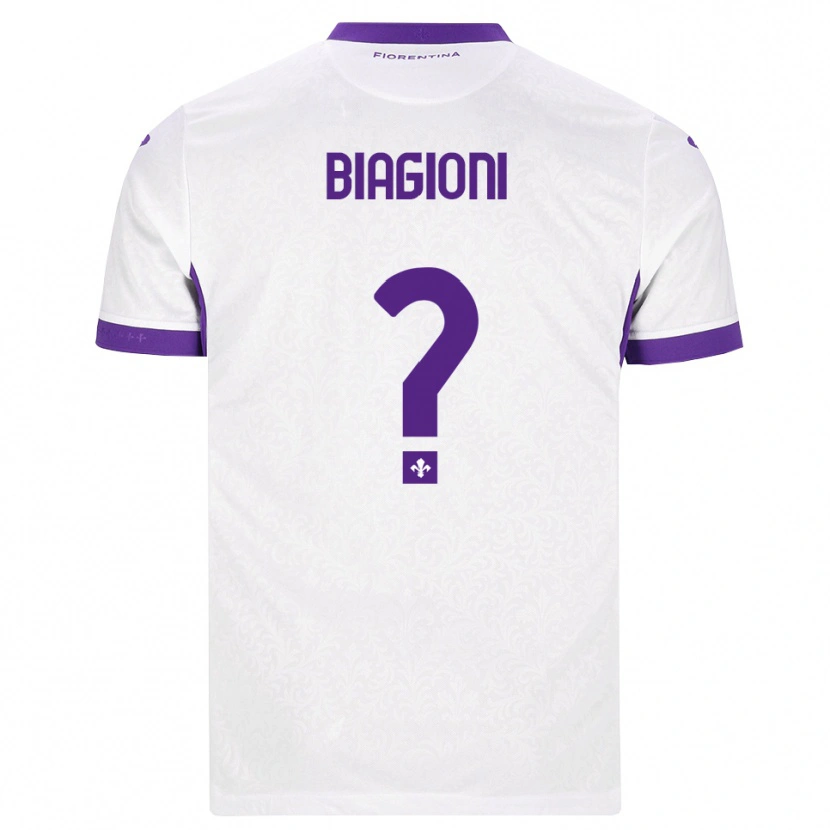 Danxen Donna Maglia Lorenzo Biagioni #0 Bianco Viola Kit Gara Away 2026/27 Maglietta