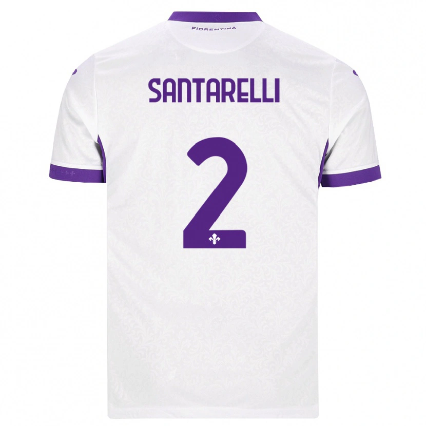 Danxen Donna Maglia Andrea Santarelli #2 Bianco Viola Kit Gara Away 2026/27 Maglietta