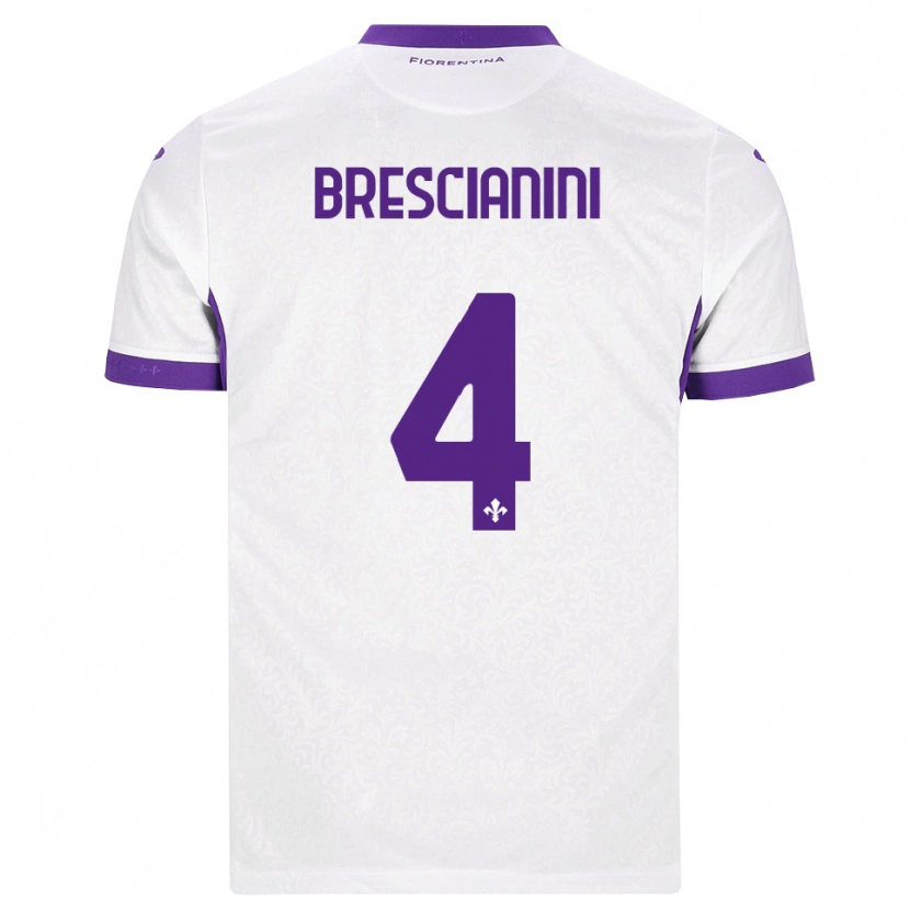Danxen Donna Maglia Marco Brescianini #4 Bianco Viola Kit Gara Away 2026/27 Maglietta