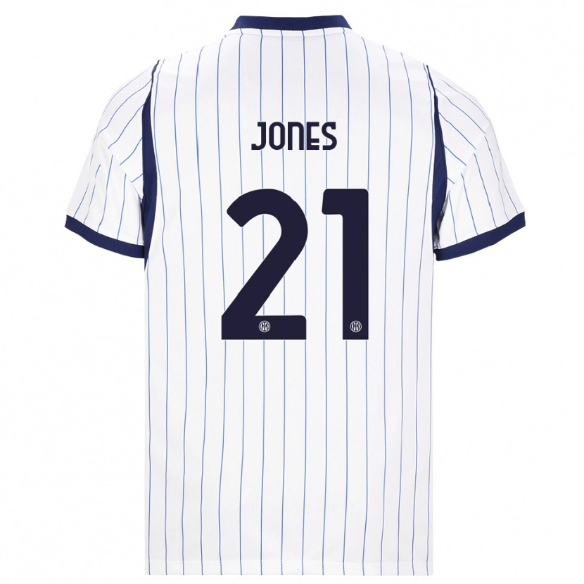Danxen Bambino Maglia Curtis Jones #21 Bianco Blu Navy Kit Gara Away 2026/27 Maglietta