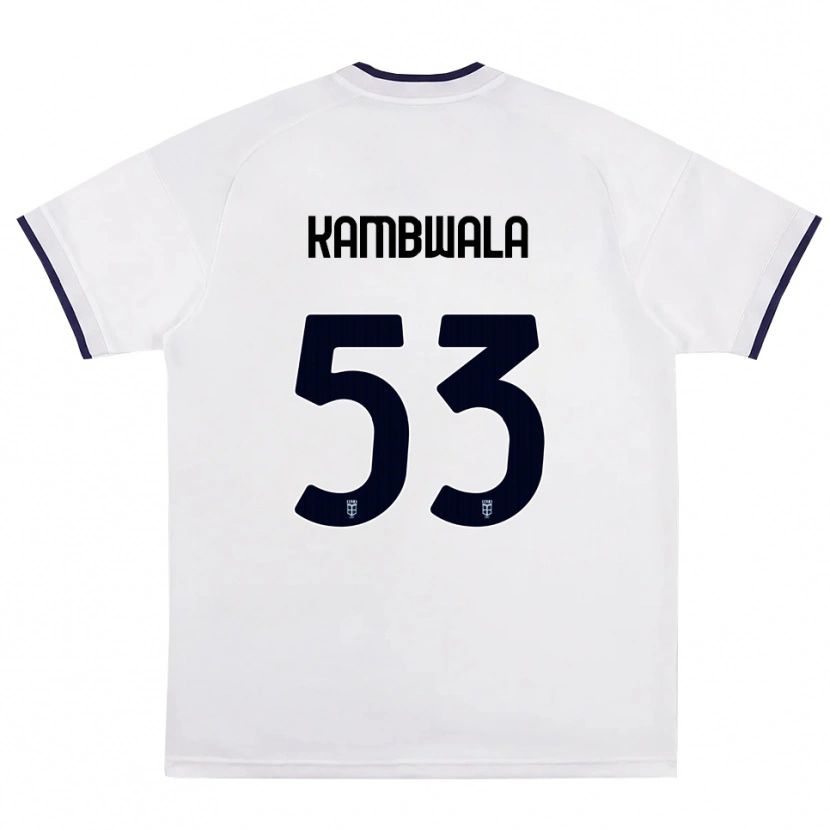 Danxen Bambino Maglia Willy Kambwala #53 Bianco Rosso Blu Reale Kit Gara Away 2026/27 Maglietta