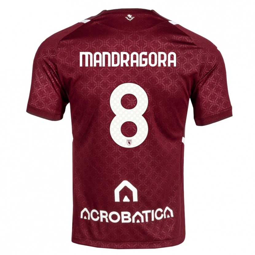 Danxen Bambino Maglia Rolando Mandragora #8 Borgogna Bianco Kit Gara Home 2026/27 Maglietta