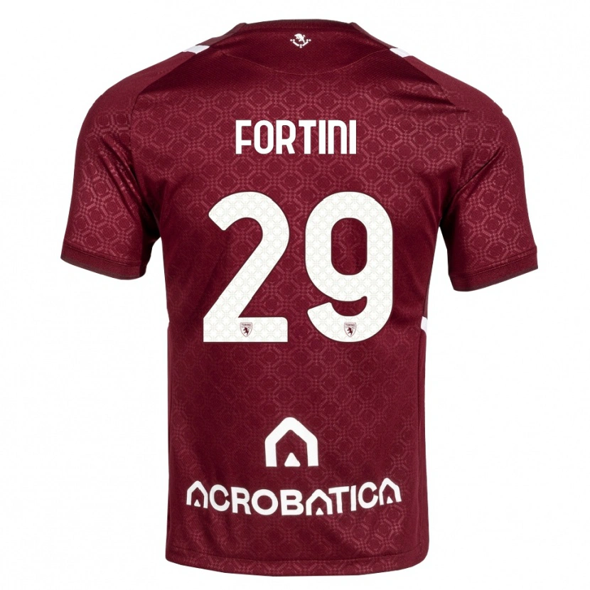 Danxen Bambino Maglia Niccolò Fortini #29 Borgogna Bianco Kit Gara Home 2026/27 Maglietta