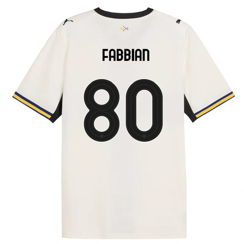 Danxen Bambino Maglia Giovanni Fabbian #80 Bianco Avorio Nero Giallo Kit Gara Home 2026/27 Maglietta