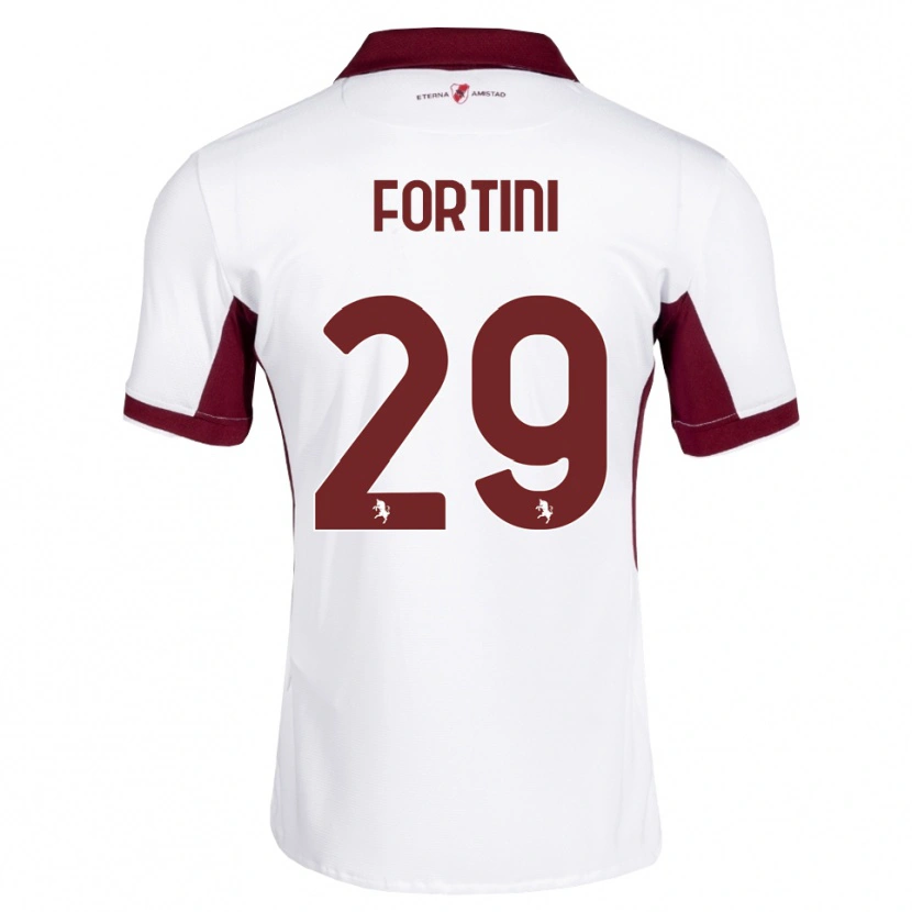Danxen Bambino Maglia Niccolò Fortini #29 Borgogna Bianco Rosso Kit Gara Away 2026/27 Maglietta