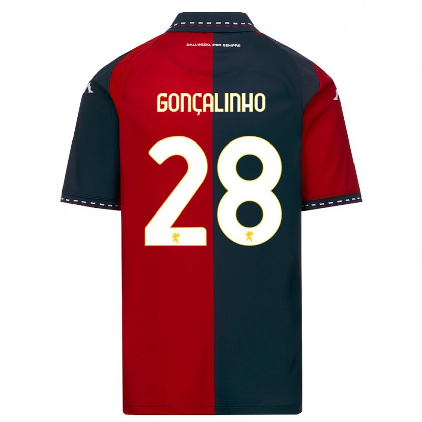 Danxen Bambino Maglia João Gonçalinho #28 Rosso Nero Bianco Kit Gara Home 2026/27 Maglietta