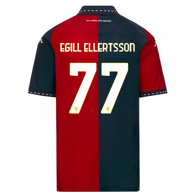 Danxen Bambino Maglia Mikael Egill Ellertsson #77 Rosso Nero Bianco Kit Gara Home 2026/27 Maglietta