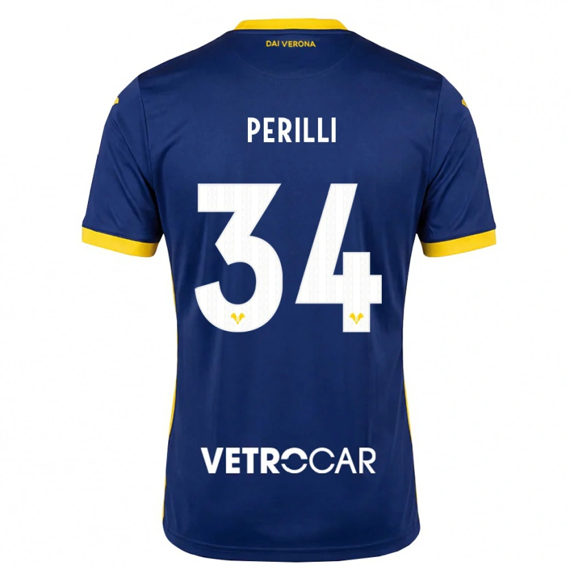 Danxen Bambino Maglia Simone Perilli #34 Blu Reale Giallo Bianco Kit Gara Home 2026/27 Maglietta