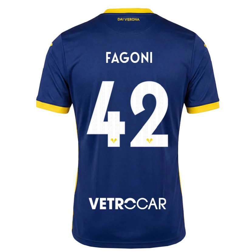 Danxen Bambino Maglia Marco Fagoni #42 Blu Reale Giallo Bianco Kit Gara Home 2026/27 Maglietta