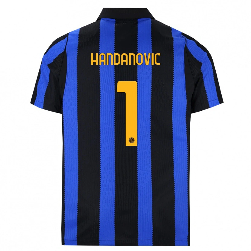 Danxen Bambino Maglia Samir Handanovic #1 Nero Blu Giallo Kit Gara Home 2026/27 Maglietta