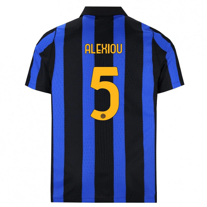 Danxen Bambino Maglia Christos Alexiou #5 Nero Blu Giallo Kit Gara Home 2026/27 Maglietta