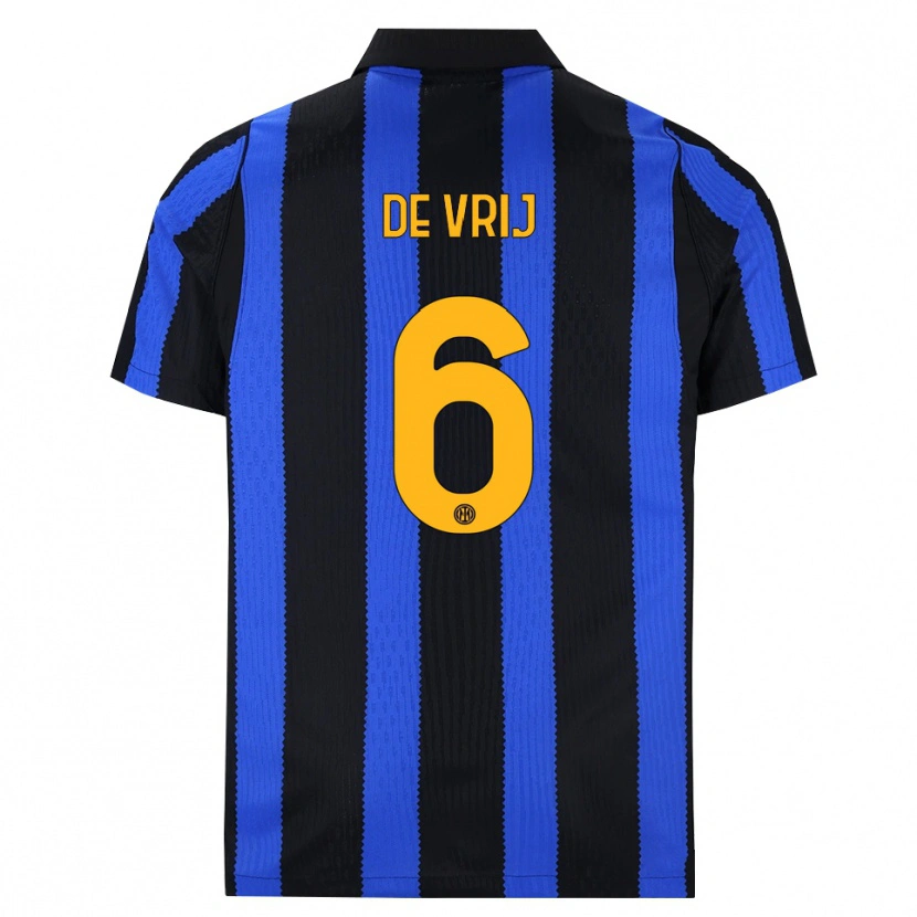Danxen Bambino Maglia Stefan De Vrij #6 Nero Blu Giallo Kit Gara Home 2026/27 Maglietta