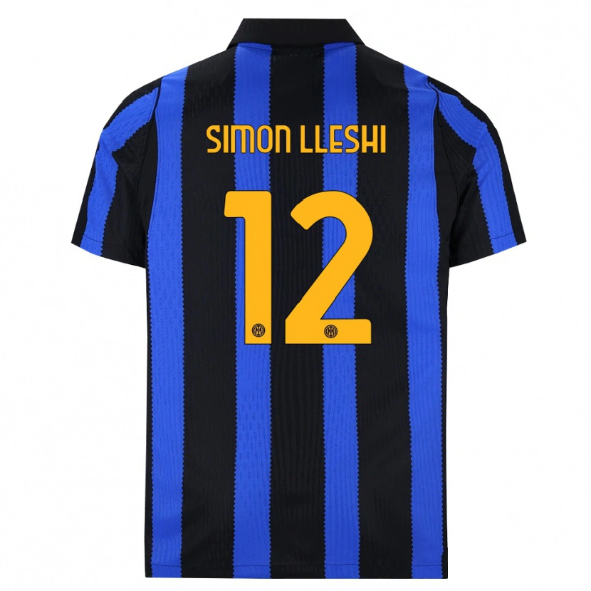Danxen Bambino Maglia Simon Lleshi #12 Nero Blu Giallo Kit Gara Home 2026/27 Maglietta