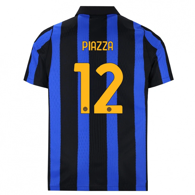 Danxen Bambino Maglia Alessia Piazza #12 Nero Blu Giallo Kit Gara Home 2026/27 Maglietta