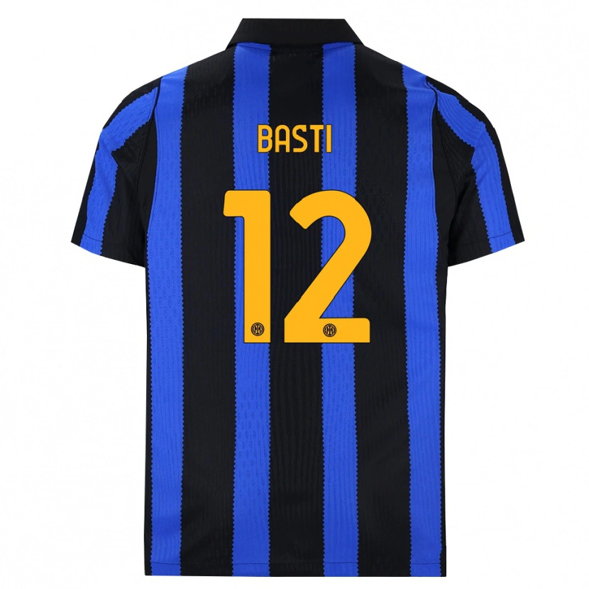 Danxen Bambino Maglia Matteo Basti #12 Nero Blu Giallo Kit Gara Home 2026/27 Maglietta