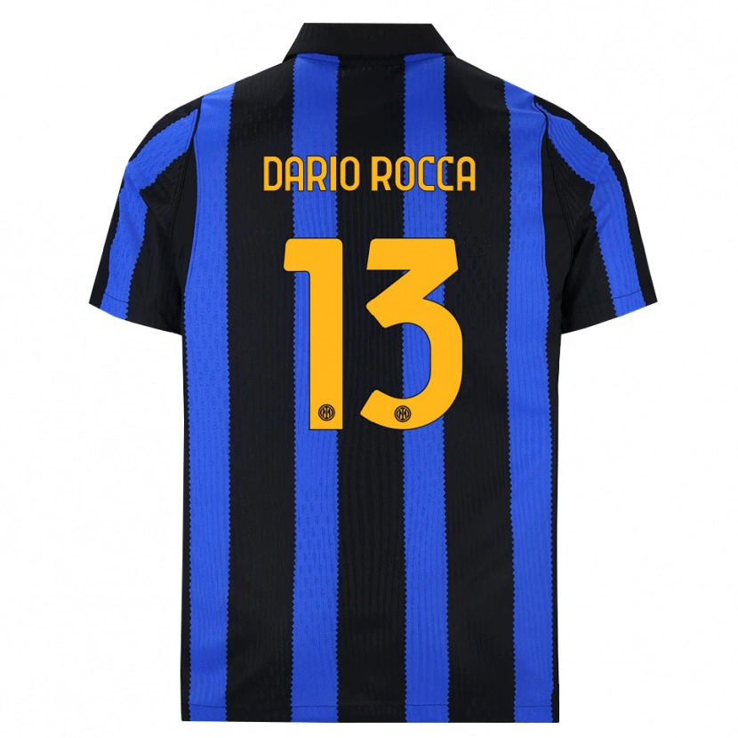 Danxen Bambino Maglia Edoardo Dario Rocca #13 Nero Blu Giallo Kit Gara Home 2026/27 Maglietta