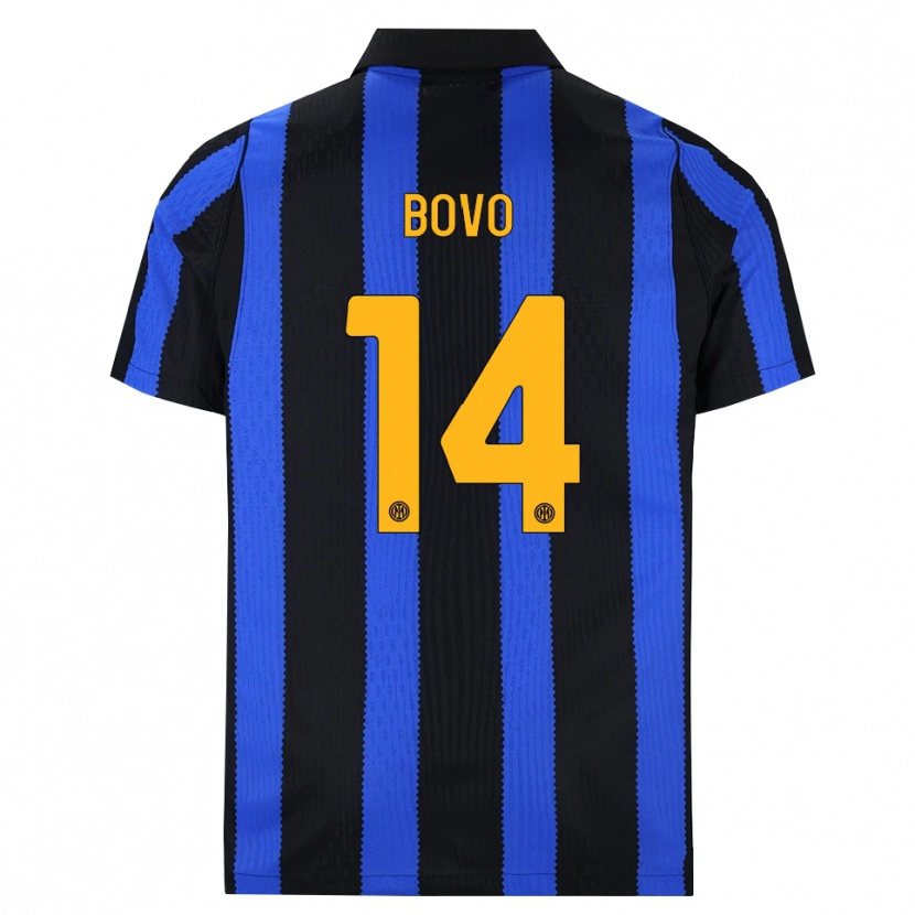 Danxen Bambino Maglia Leonardo Bovo #14 Nero Blu Giallo Kit Gara Home 2026/27 Maglietta