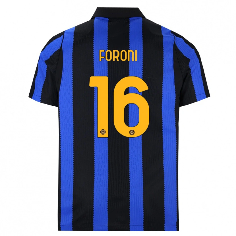 Danxen Bambino Maglia Alessandro Foroni #16 Nero Blu Giallo Kit Gara Home 2026/27 Maglietta