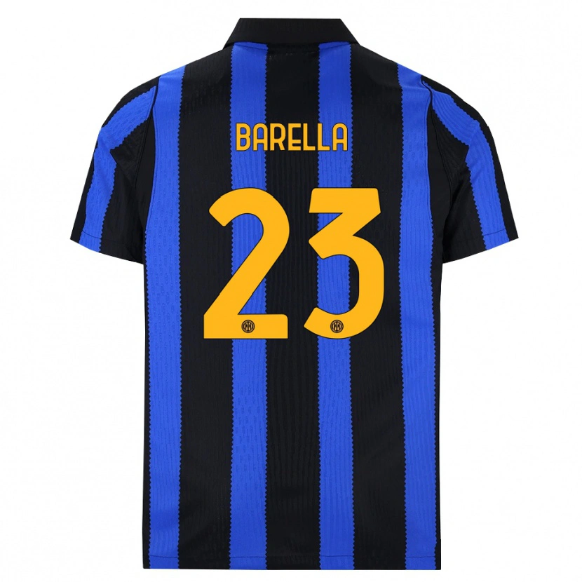 Danxen Bambino Maglia Nicolò Barella #23 Nero Blu Giallo Kit Gara Home 2026/27 Maglietta