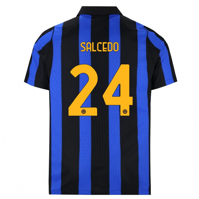 Danxen Bambino Maglia Eddie Salcedo #24 Nero Blu Giallo Kit Gara Home 2026/27 Maglietta
