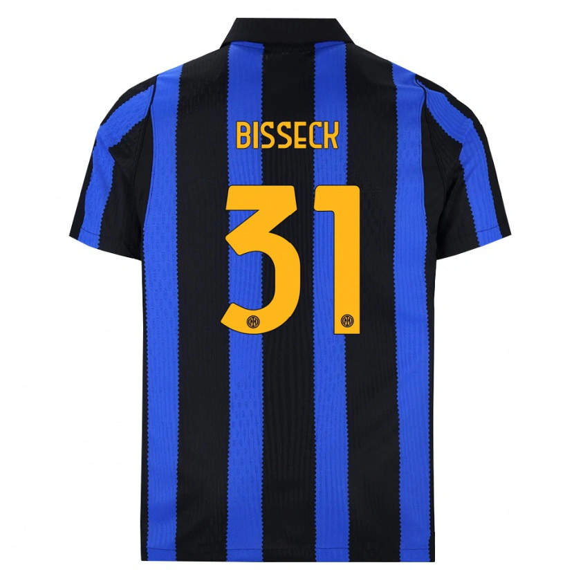 Danxen Bambino Maglia Yann Bisseck #31 Nero Blu Giallo Kit Gara Home 2026/27 Maglietta