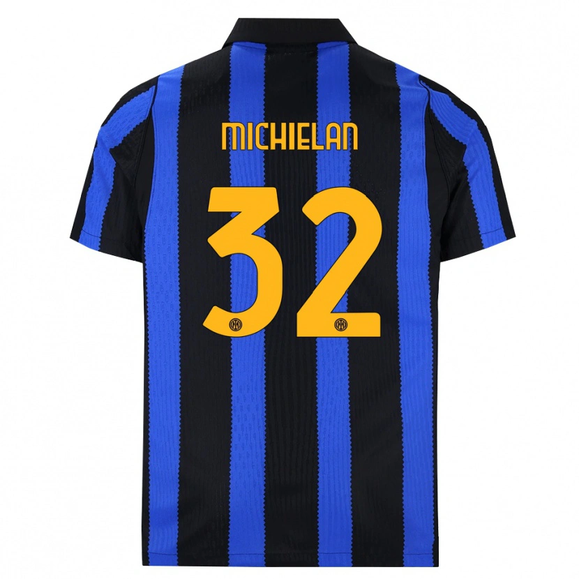 Danxen Bambino Maglia Mattia Michielan #32 Nero Blu Giallo Kit Gara Home 2026/27 Maglietta