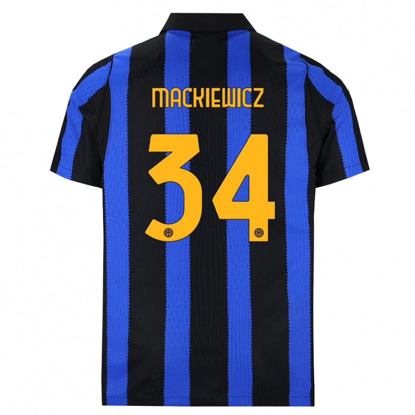 Danxen Bambino Maglia Patryk Mackiewicz #34 Nero Blu Giallo Kit Gara Home 2026/27 Maglietta