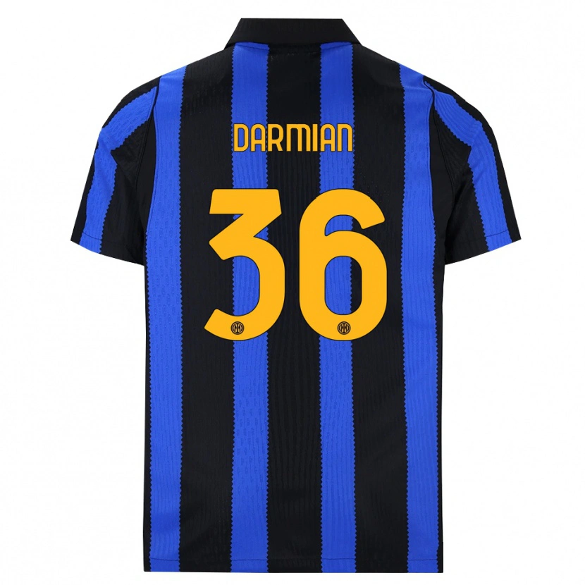 Danxen Bambino Maglia Matteo Darmian #36 Nero Blu Giallo Kit Gara Home 2026/27 Maglietta