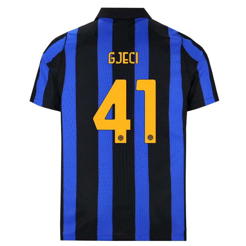 Danxen Bambino Maglia Delis Gjeci #41 Nero Blu Giallo Kit Gara Home 2026/27 Maglietta
