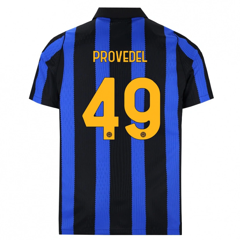 Danxen Bambino Maglia Ivan Provedel #49 Nero Blu Giallo Kit Gara Home 2026/27 Maglietta