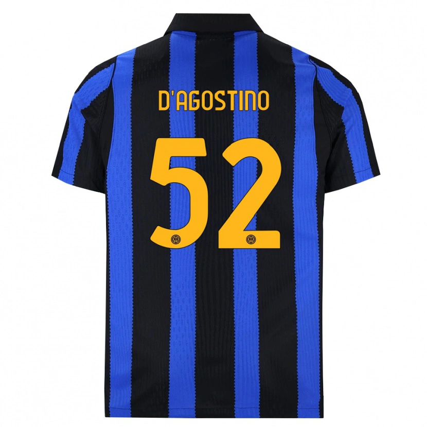 Danxen Bambino Maglia Giovanni D'agostino #52 Nero Blu Giallo Kit Gara Home 2026/27 Maglietta