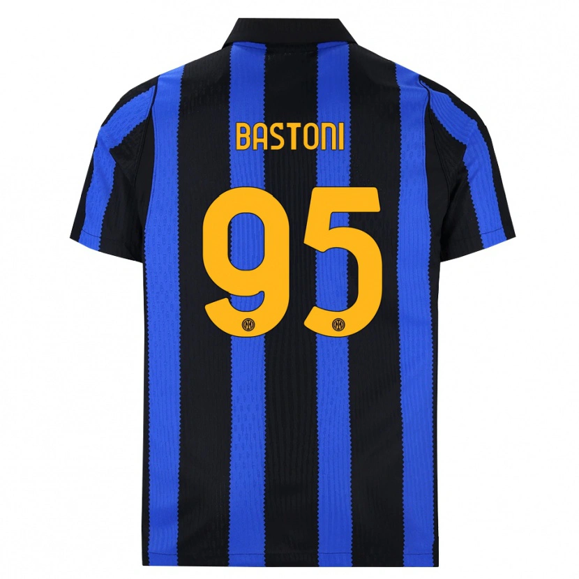 Danxen Bambino Maglia Alessandro Bastoni #95 Nero Blu Giallo Kit Gara Home 2026/27 Maglietta