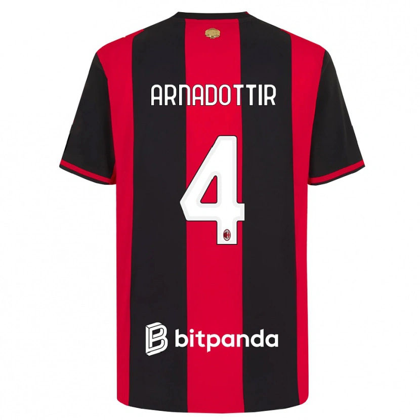 Danxen Bambino Maglia Guony Arnadottir #4 Rosso Nero Bianco Kit Gara Home 2026/27 Maglietta