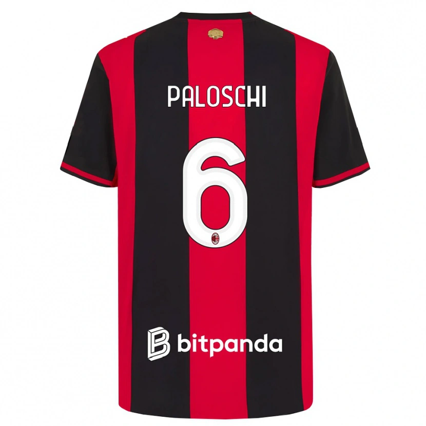 Danxen Bambino Maglia Dorian Paloschi #6 Rosso Nero Bianco Kit Gara Home 2026/27 Maglietta