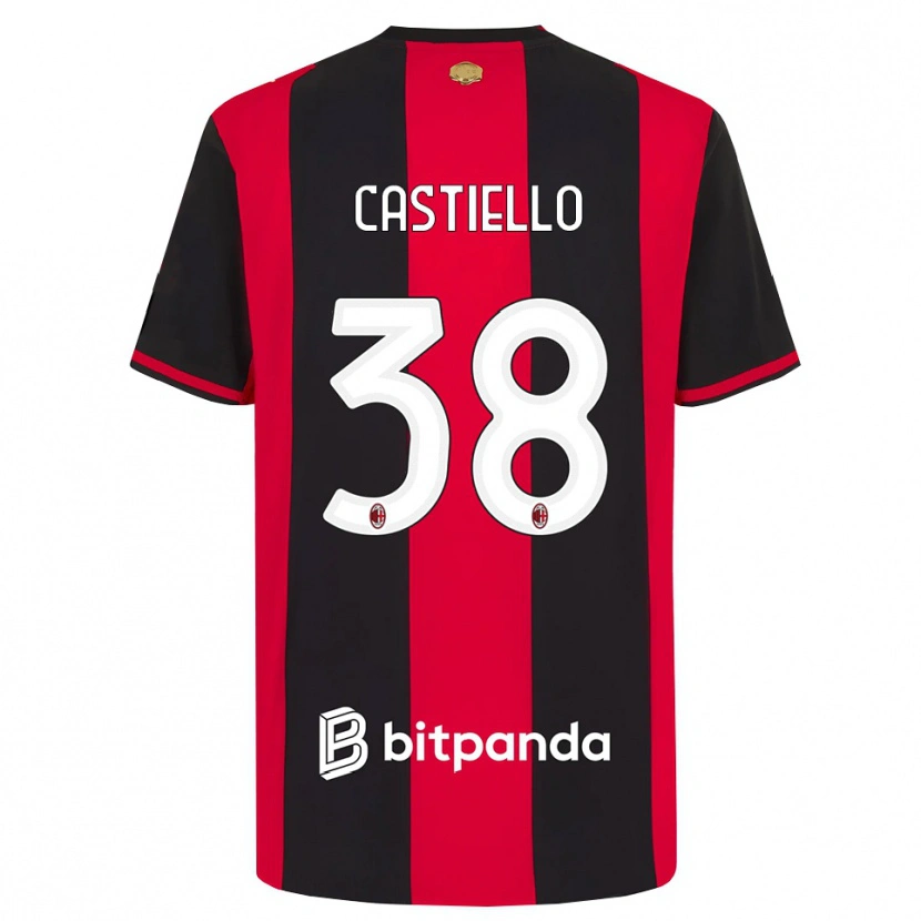 Danxen Bambino Maglia Alex Castiello #38 Rosso Nero Bianco Kit Gara Home 2026/27 Maglietta