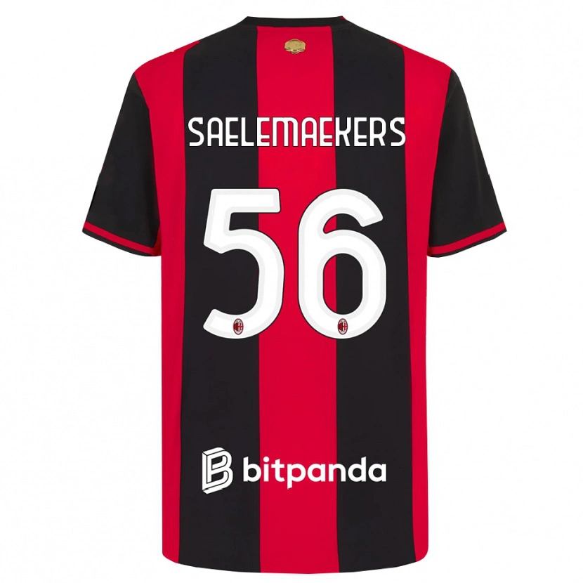 Danxen Bambino Maglia Alexis Saelemaekers #56 Rosso Nero Bianco Kit Gara Home 2026/27 Maglietta