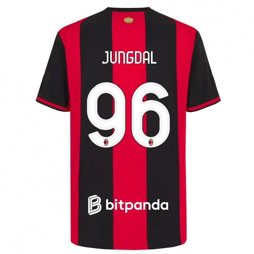 Danxen Bambino Maglia Andreas Jungdal #96 Rosso Nero Bianco Kit Gara Home 2026/27 Maglietta
