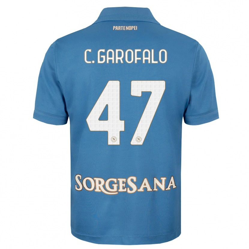 Danxen Bambino Maglia Christian Garofalo #47 Blu Foschia Bianco Kit Gara Home 2026/27 Maglietta