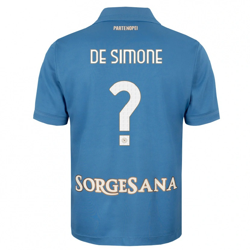 Danxen Bambino Maglia Paolo De Simone #0 Blu Foschia Bianco Kit Gara Home 2026/27 Maglietta