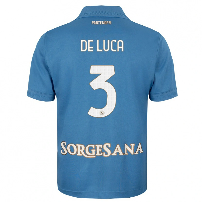 Danxen Bambino Maglia Alfonso De Luca #3 Blu Foschia Bianco Kit Gara Home 2026/27 Maglietta