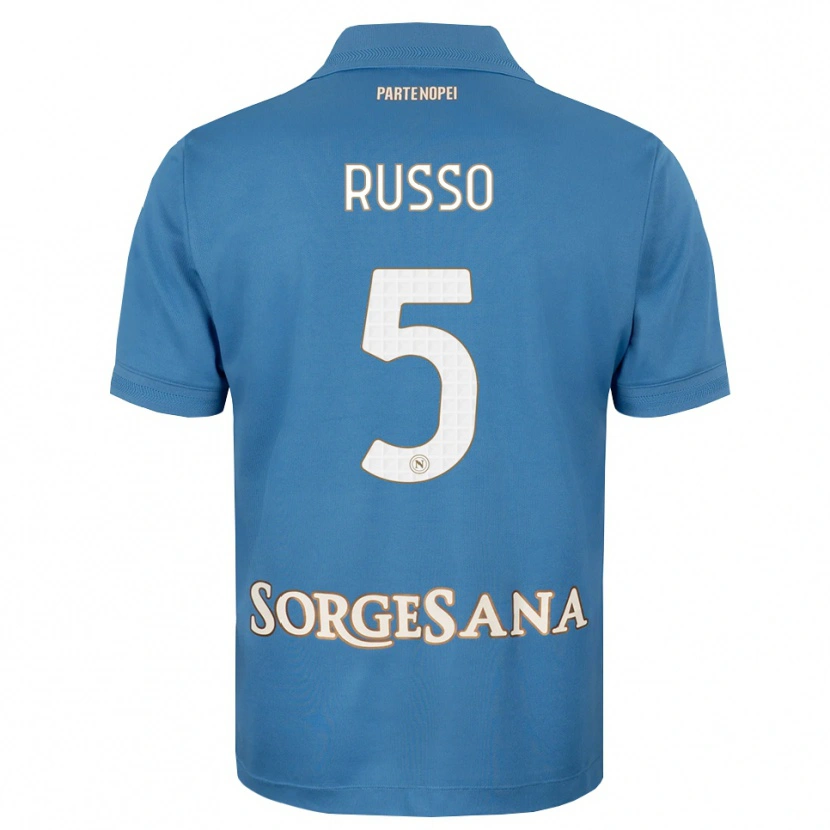 Danxen Bambino Maglia Lorenzo Russo #5 Blu Foschia Bianco Kit Gara Home 2026/27 Maglietta