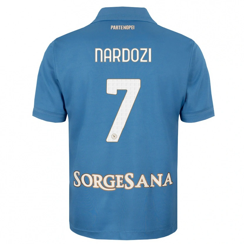 Danxen Bambino Maglia Manuel Nardozi #7 Blu Foschia Bianco Kit Gara Home 2026/27 Maglietta