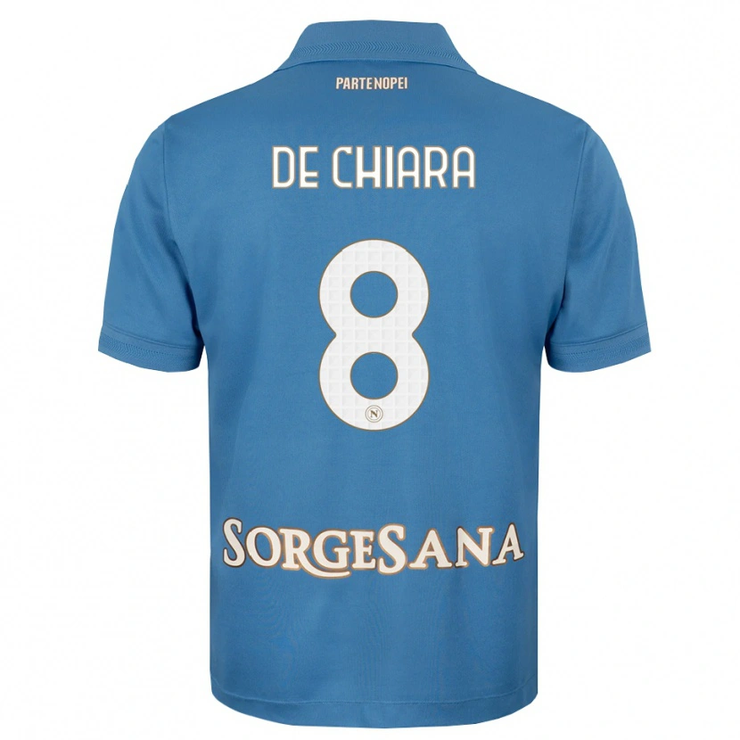 Danxen Bambino Maglia Emmanuele De Chiara #8 Blu Foschia Bianco Kit Gara Home 2026/27 Maglietta