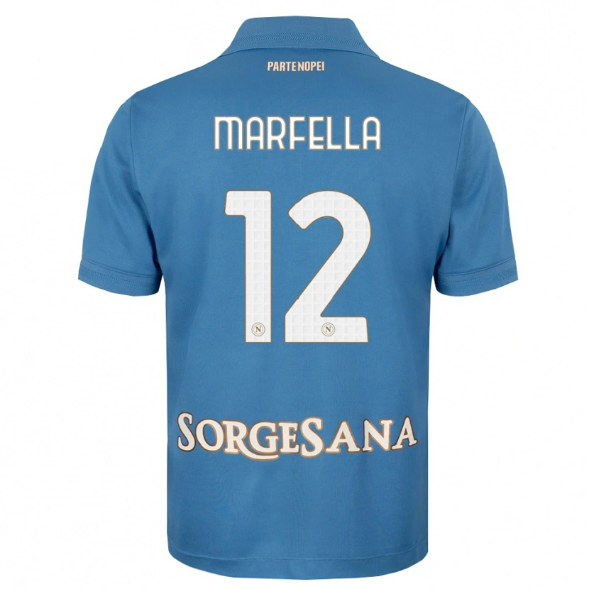 Danxen Bambino Maglia Davide Marfella #12 Blu Foschia Bianco Kit Gara Home 2026/27 Maglietta