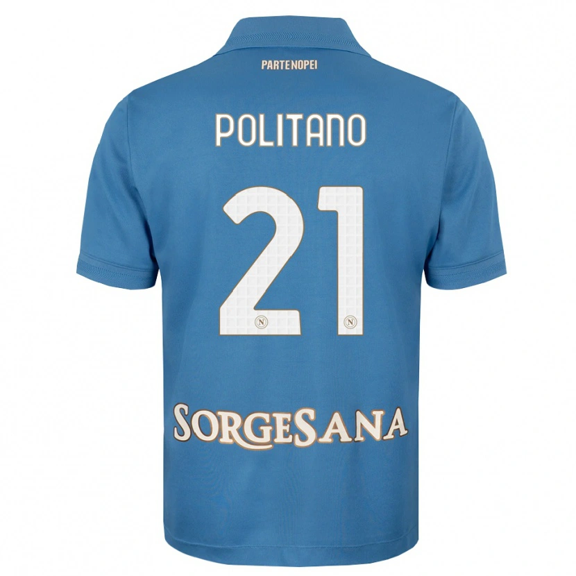 Danxen Bambino Maglia Matteo Politano #21 Blu Foschia Bianco Kit Gara Home 2026/27 Maglietta