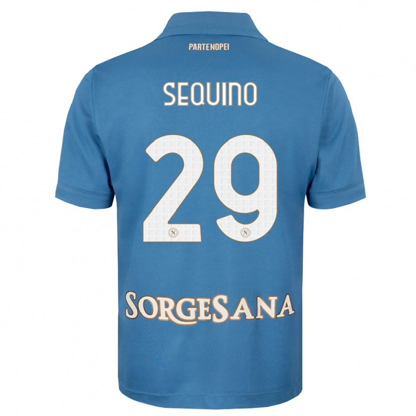 Danxen Bambino Maglia Giovanni Sequino #29 Blu Foschia Bianco Kit Gara Home 2026/27 Maglietta