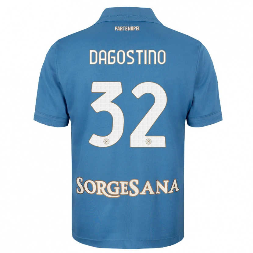 Danxen Bambino Maglia Giuseppe Dagostino #32 Blu Foschia Bianco Kit Gara Home 2026/27 Maglietta