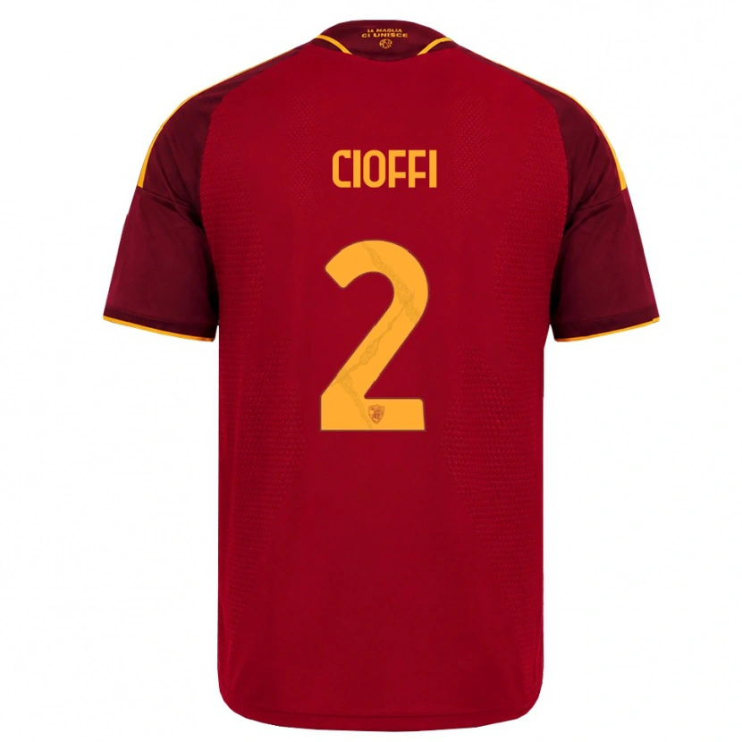 Danxen Bambino Maglia Cristian Cioffi #2 Rosso Giallo Dorato Kit Gara Home 2026/27 Maglietta