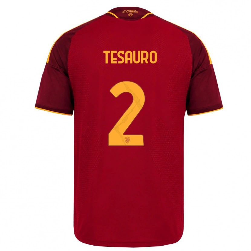 Danxen Bambino Maglia Emanuele Tesauro #2 Rosso Giallo Dorato Kit Gara Home 2026/27 Maglietta
